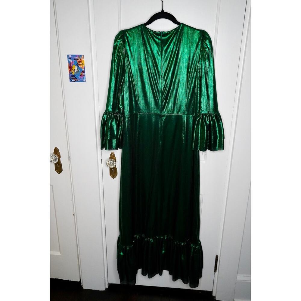 Tuckernuck Emerald Crinkle Lurex Lillith Dress Sz L NWT - Picture 5 of 5